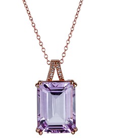 Pink Amethyst (13 ct. t.w.) & White Topaz (1/20 ct. t.w.) 18" Pendant Necklace in Gold-Plated Sterling Silver (Also in Blue Topaz, Green Quartz, & Mystic Topaz)