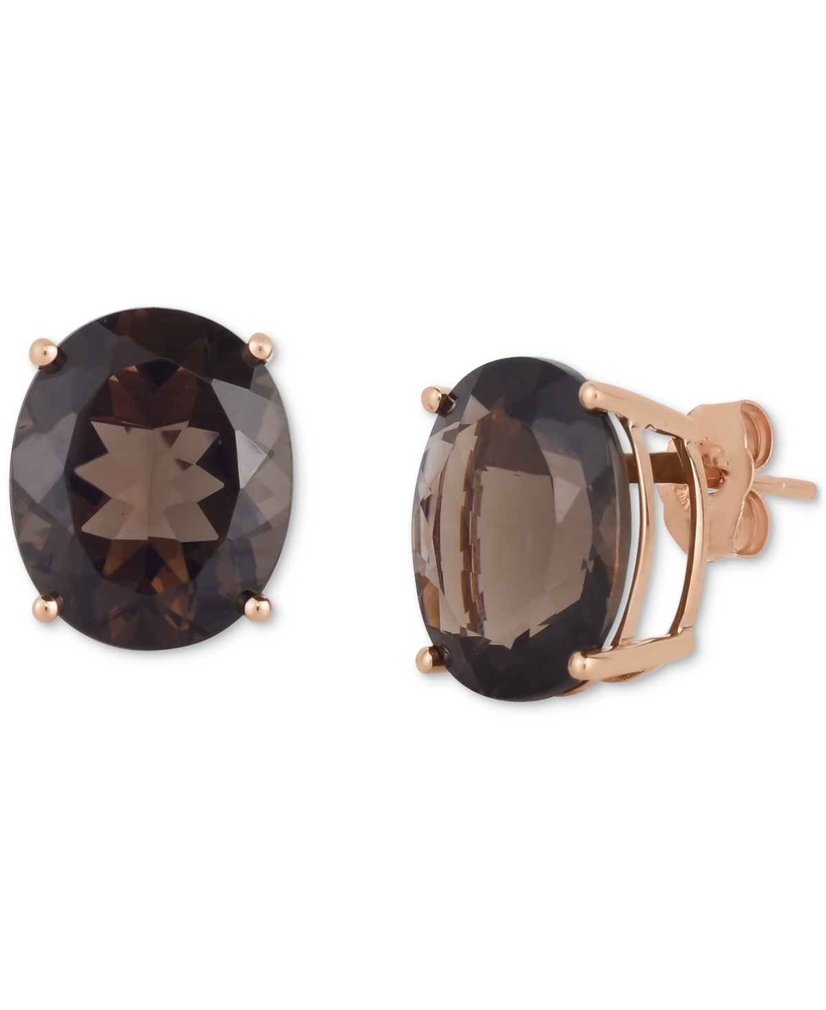 Oval Stud Earrings (8-3/8 ct. t.w.) in 14k Rose Gold - Smoky Quartz