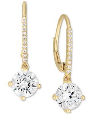 Macy's - Swarovski Zirconia Leverback Drop Earrings in 14k Gold