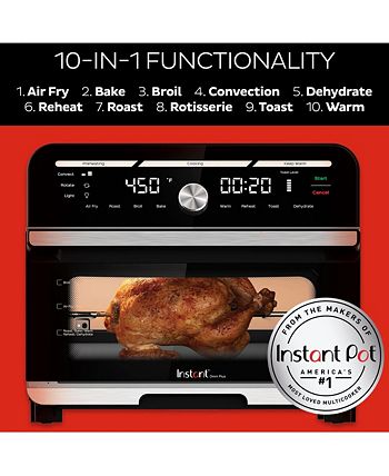 Renewed Instant Omni Plus 10-in-1 Air Fryer Toaster Oven Combo Reheater Rotisserie Oven Oil-less Mini Cooker 18-Liter Roaster Warmer Dehydrator Pizza Oven Convection Oven Deep Fryer 