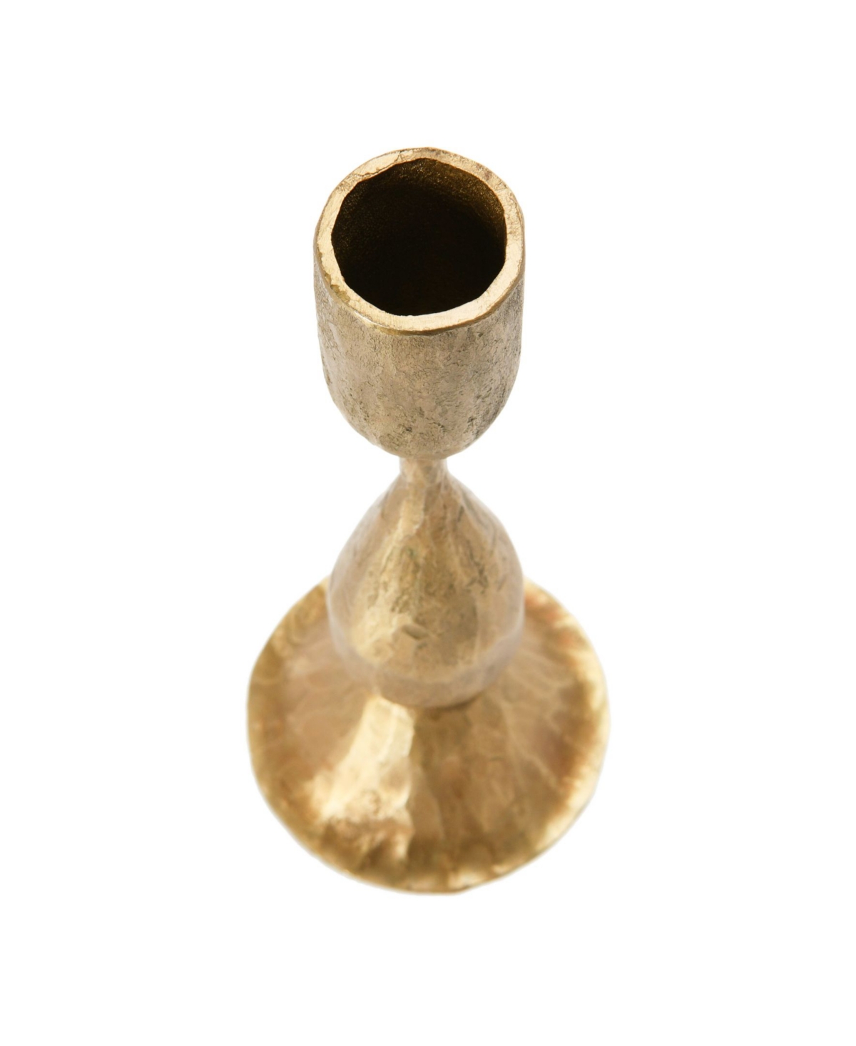 Round Hand-Forged Metal Taper Holder, Antique-likeFinish - Brass