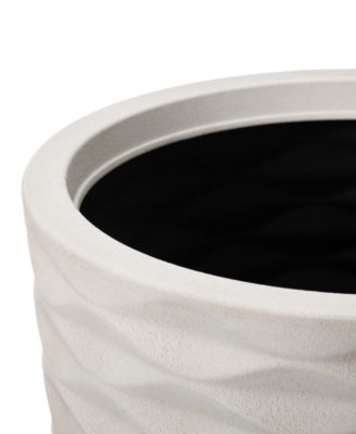 Environmental Oversized Faux Porcelain Tall Round Diamond Pattern Planter, Set of 3