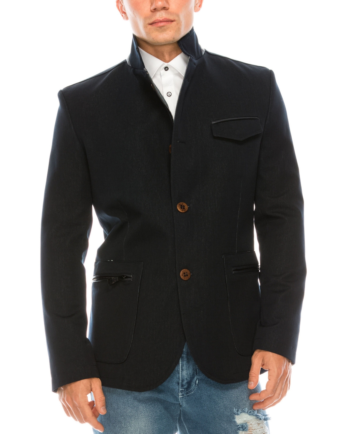 Men's Modern Casual Stand Collar Sports Jacket - Sax