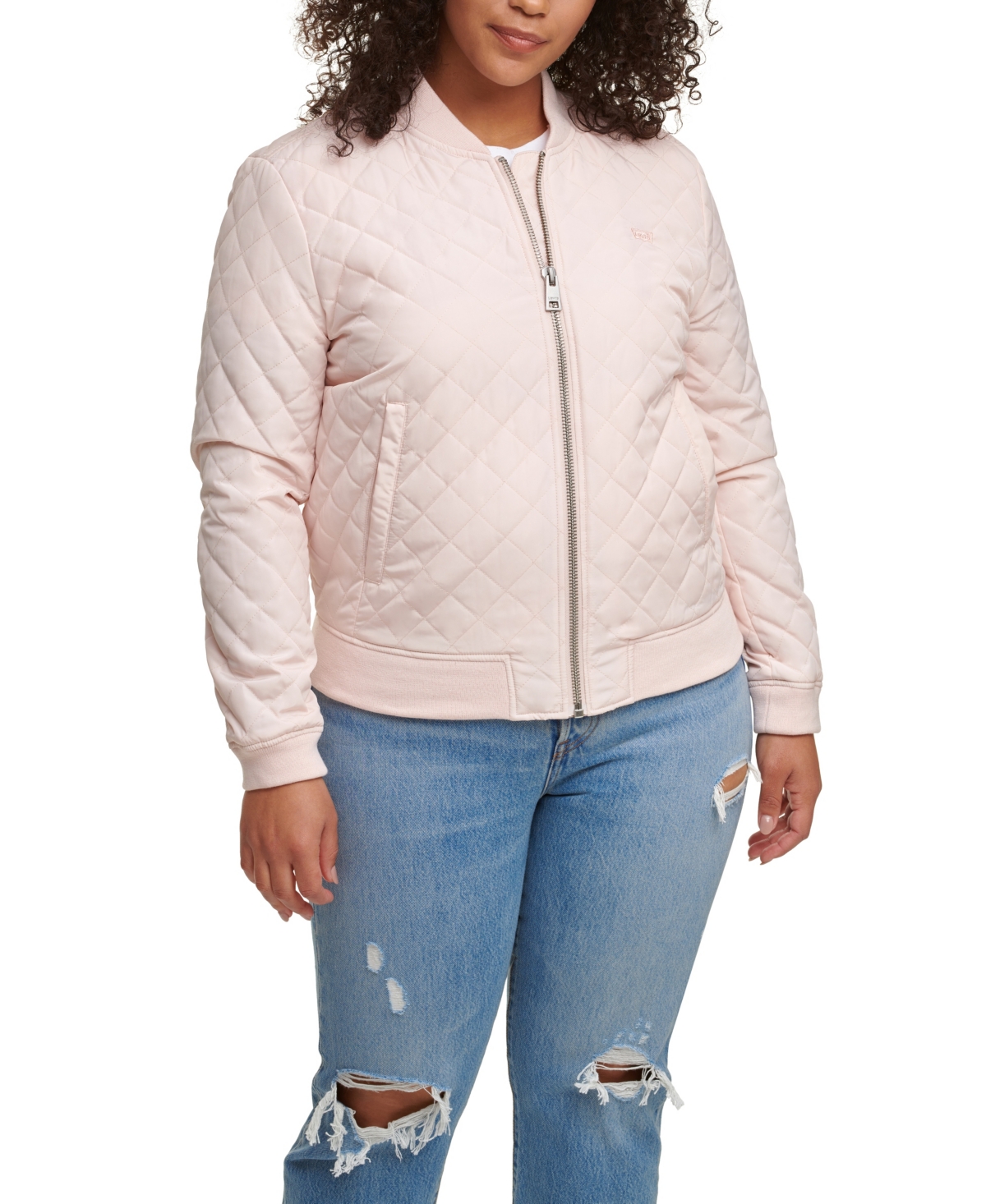 Levi's Plus Size Trendy Diamond Quilted Bomber Jacket In Rose Mist ModeSens