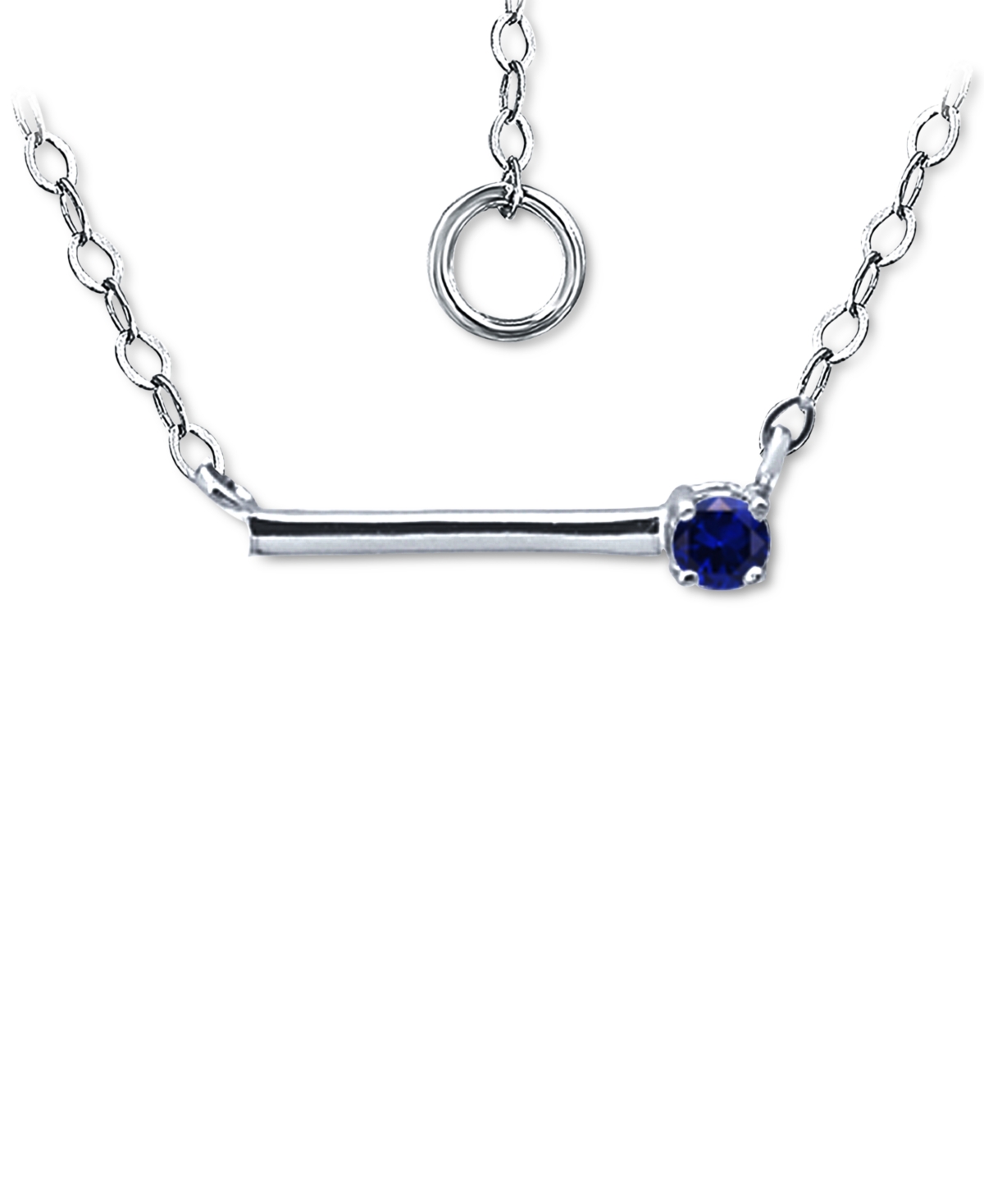 Shop Giani Bernini Imitation Sapphire Polished Bar Necklace, 16" + 2" Extender, (also In Lab-grown Ruby), Created For M In Blue Sapphire,sterling Silver