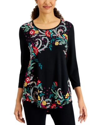 JM Collection - Fiona Swirl-Print Top