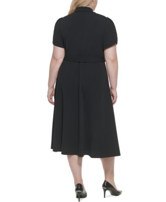 Calvin Klein Plus Size Tulip-Sleeve Belted Shirtdress