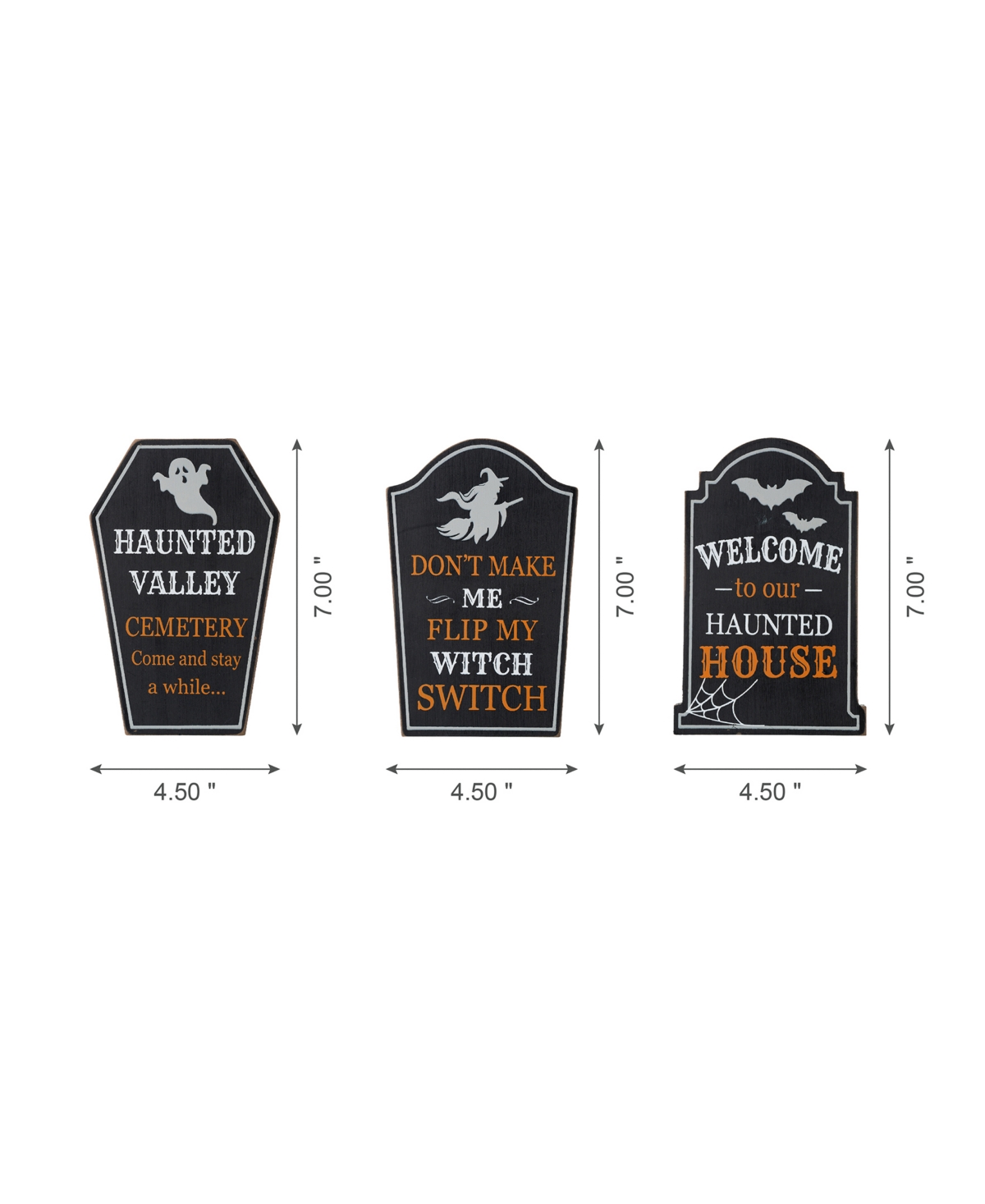 Glitzhome H Halloween Wooden Tombstone Table Sign, Set of 3