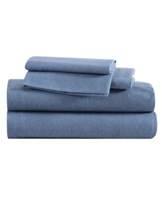 Eddie Bauer Solid 100% Cotton Brushed Flannel 4-Pc. Sheet Set, Queen - Chambray Blue, Queen Sheet Set