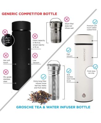 Chicago Insulated Tea Infuser Bottle, 15.2 fl oz Capacity with Long Tea Infuser