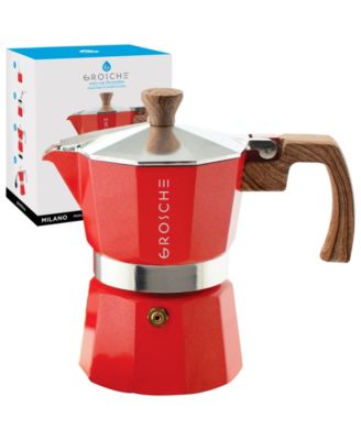 Grosche Milano Stovetop Espresso Maker, 9 Cup Moka Pot Gift Set - Silver