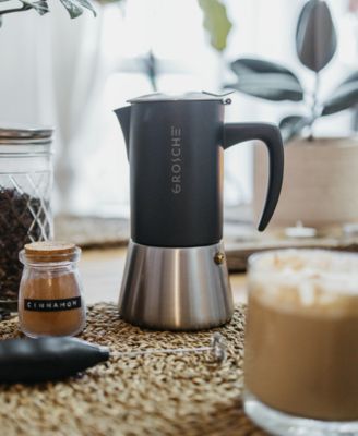 Milano Steel Stainless Steel Stovetop Espresso Maker Moka Pot 6 Espresso Cup Size 10 oz