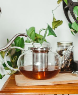 Joliette Hand Blown Glass Teapot with Stainless Steel Infuser, 42 fl oz Capacity