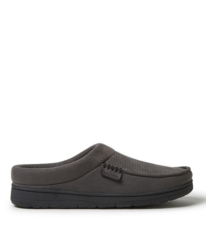 Dearfoams Men's Brendan Perforated Microsuede Moc Toe Clog Slippers