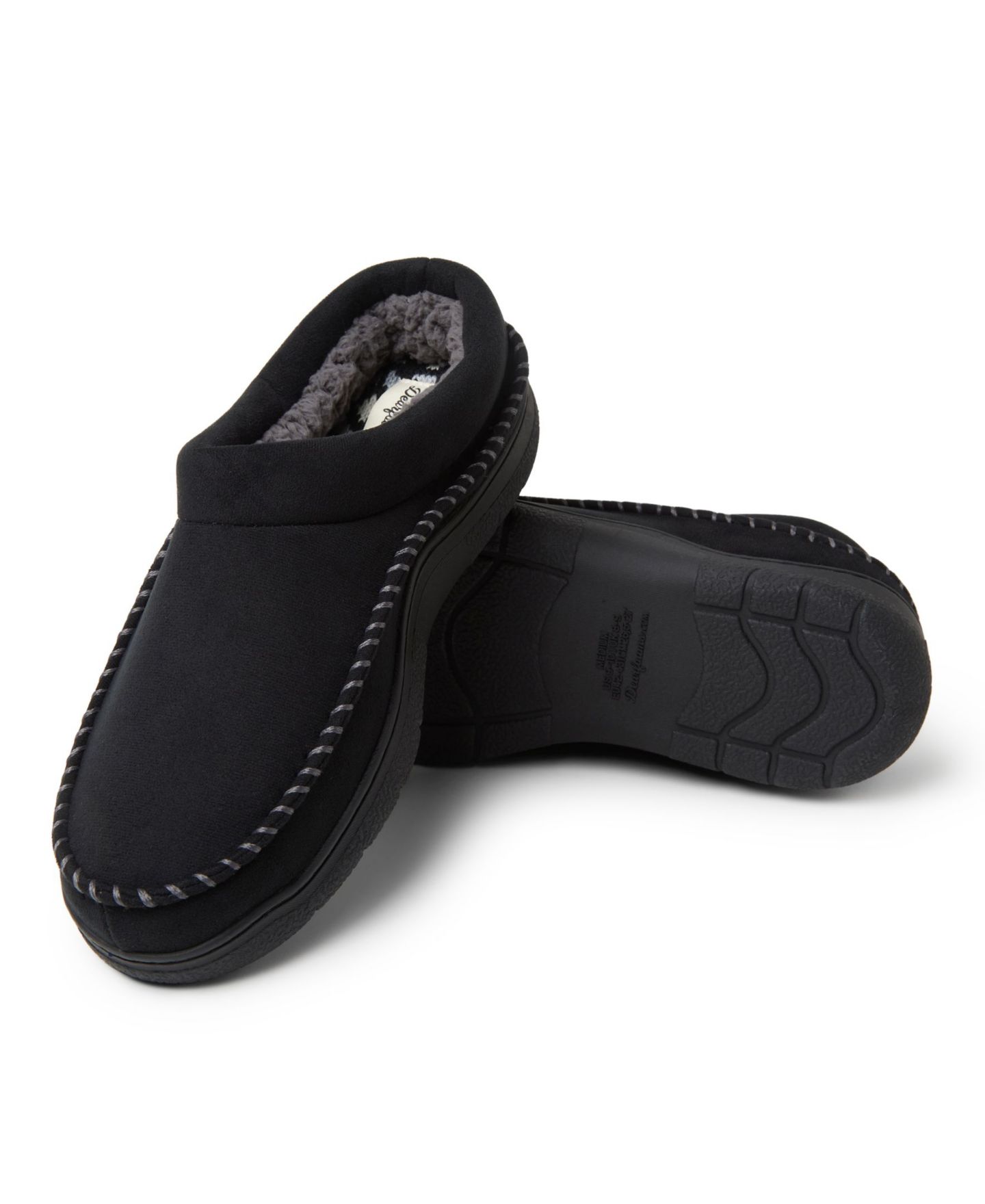 Мужские тапочки Dearfoams Thompson Moccasin Toe Clog House Shoe Slipper, цвет: Чёрный — фото 5