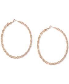 Large Textured Link Hoop Earrings, 2.75" 