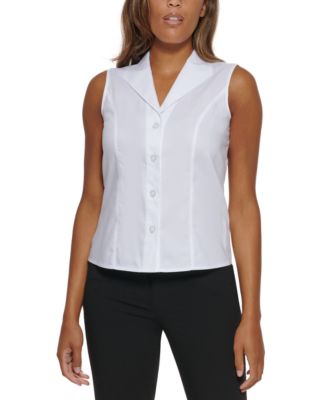 calvin klein sleeveless white blouse