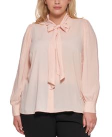 Plus Size Tie-Neck Blouse