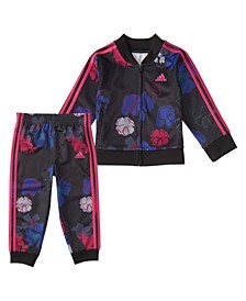 Baby Girls Zip Front Printed Tricot Jacket and Joggers, 2 Piece Set