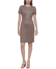 Scuba-Suede Short Sleeve Sheath Dress