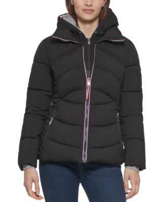 tommy hilfiger puffer jacket women's black