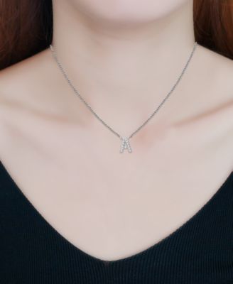 Cubic Zirconia Initial Pendant Necklace, 16 + 2 extender, Created for Macy's