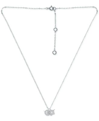 Cubic Zirconia Open Crescent Moon Pendant Necklace, 16" + 2" extender, Created for Macy's