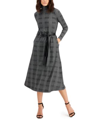 plaid turtleneck dress