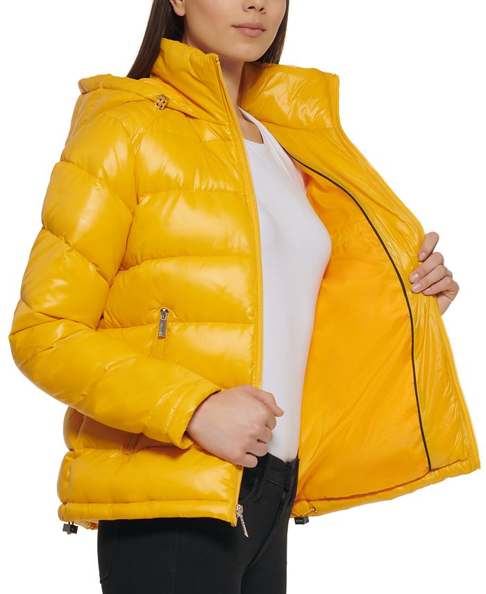 GUESS Women's HighShine Hooded Puffer Coat & Reviews Coats & Jackets