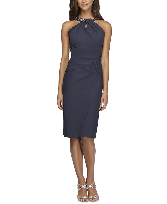 Alex Evenings Embellished-Neck Sheath Dress - Macy's