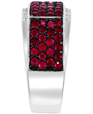 EFFY&reg; Men's Ruby (2-1/2 ct. t.w.) & Diamond (1/10 ct. t.w.) Ring in Sterling Silver