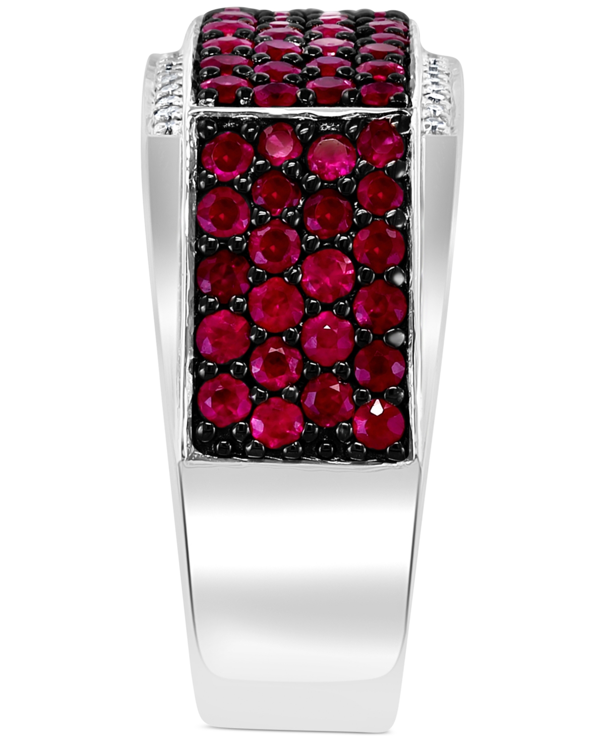 Effy Collection Effy Men's Ruby (2-1/2 Ct. T.w.) & Diamond (1/10 Ct. T.w.) Ring In Sterling Silver In Ruby