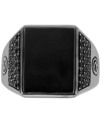 EFFY&reg; Men's Onyx and Black Spinel Statement Ring in Black Rhodium-Plated Sterling Silver