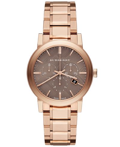 Burberry Unisex Swiss Chronograph The City Rose Gold Ion-Plated Stainless Steel Bracelet Watch 38mm BU9754