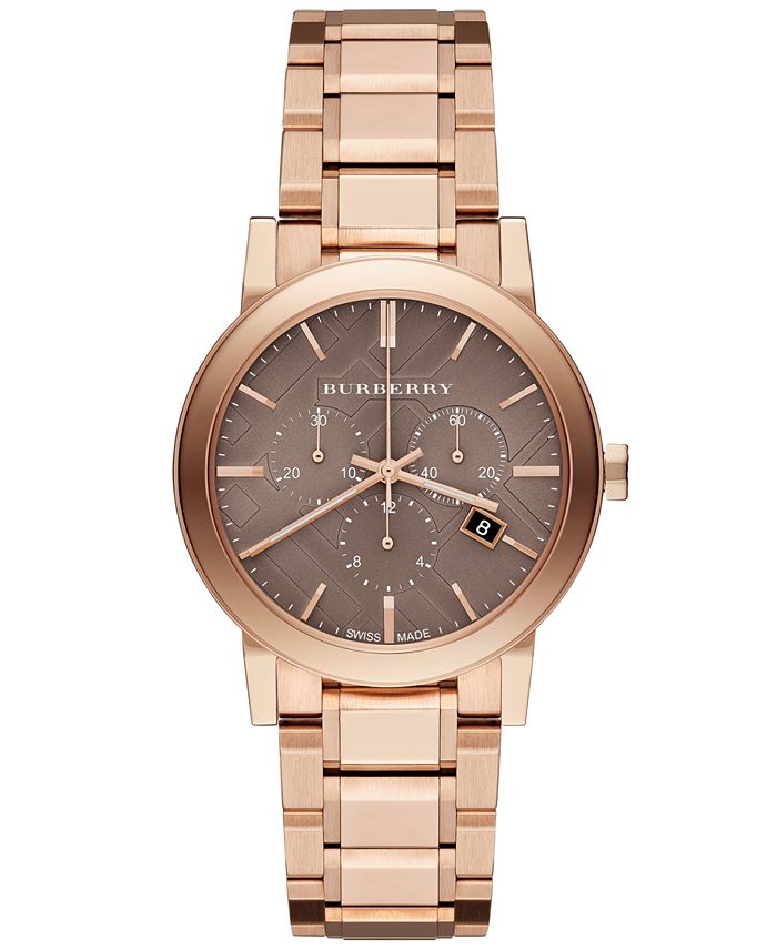 Burberry Unisex Swiss Chronograph The City Rose Gold Ion Plated