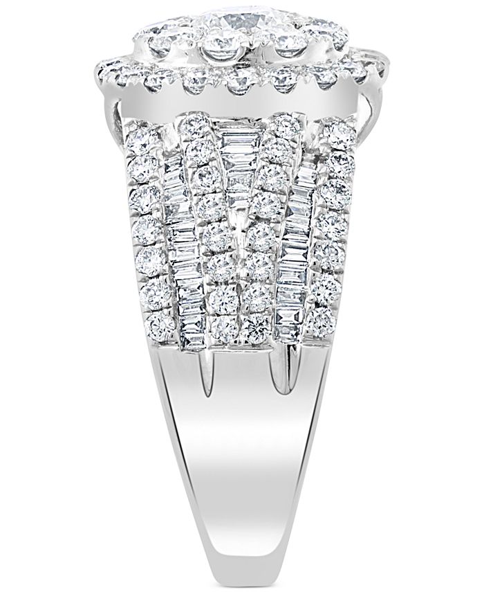 EFFY Collection - Diamond Round & Baguette Halo Cluster Engagement Ring (2 ct. t.w.) in 14k White Gold