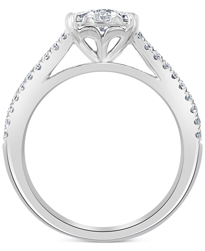 EFFY Collection - Diamond Halo Baguette Ring (1-1/2 ct. t.w.) in 14k White Gold