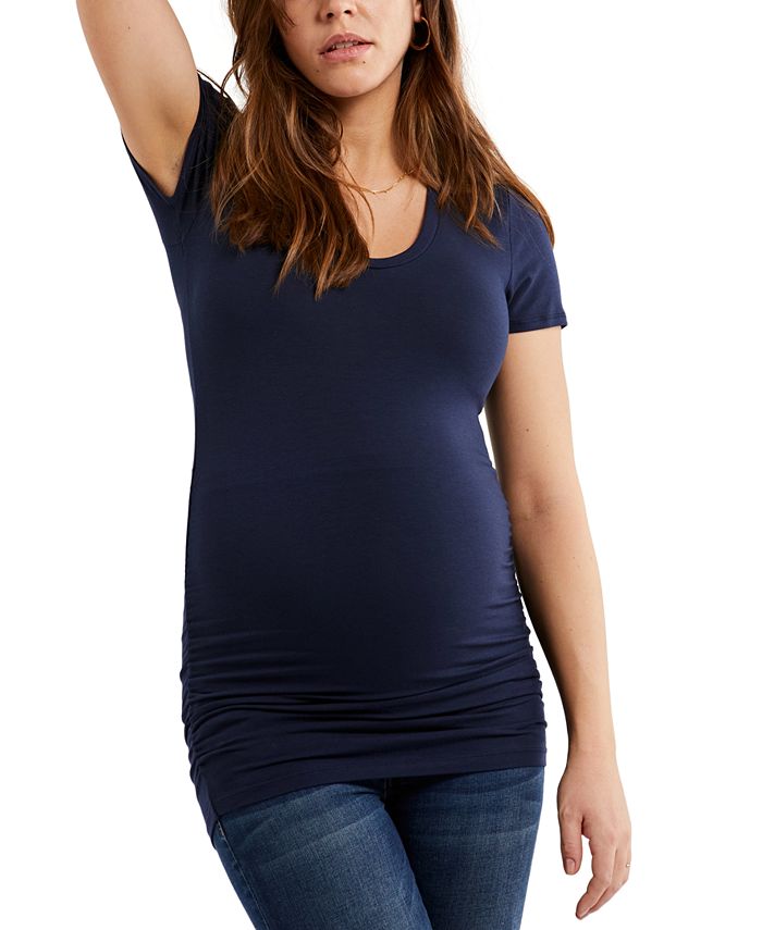 A Pea in the Pod Luxe Side Ruched V-Scoop Maternity T Shirt - Macy's