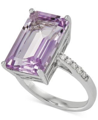 Macy's - Pink Amethyst (8 ct. t.w.) & Diamond (1/6 ct. t.w.) Statement Ring in Sterling Silver