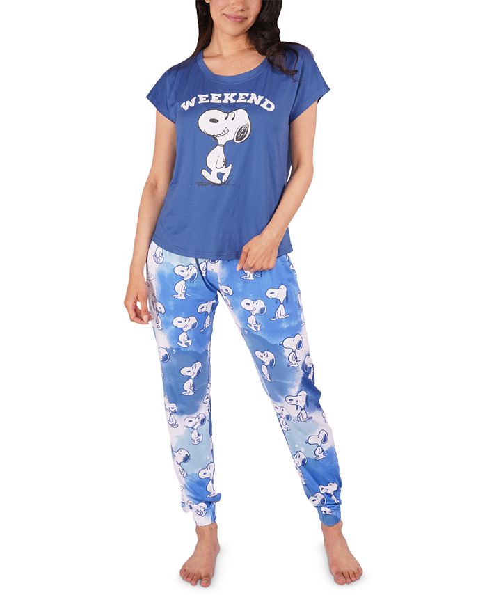 Munki Munki Snoopy Tee Shirt and Tie-Dye Jogger Pajama Lounge Set - Macy's