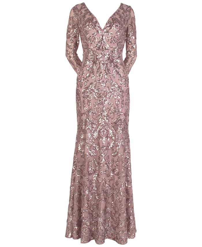 Adrianna papell long sleeve embellished tulle gown clearance