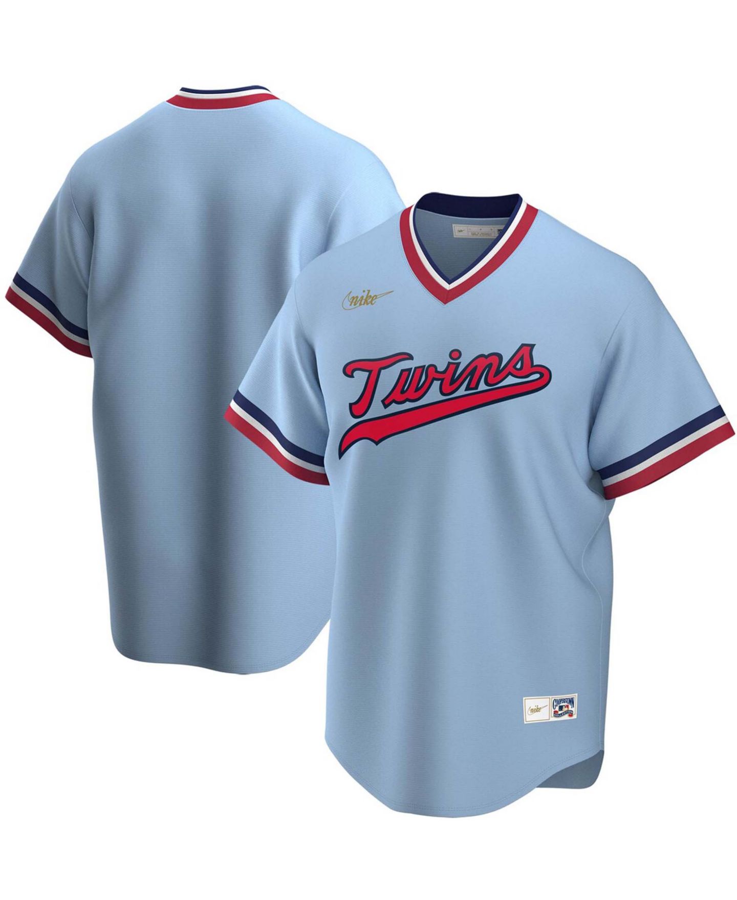 Мужской топ Nike Light Blue Minnesota Twins Road Cooperstown Collection Team Jersey — фото 1