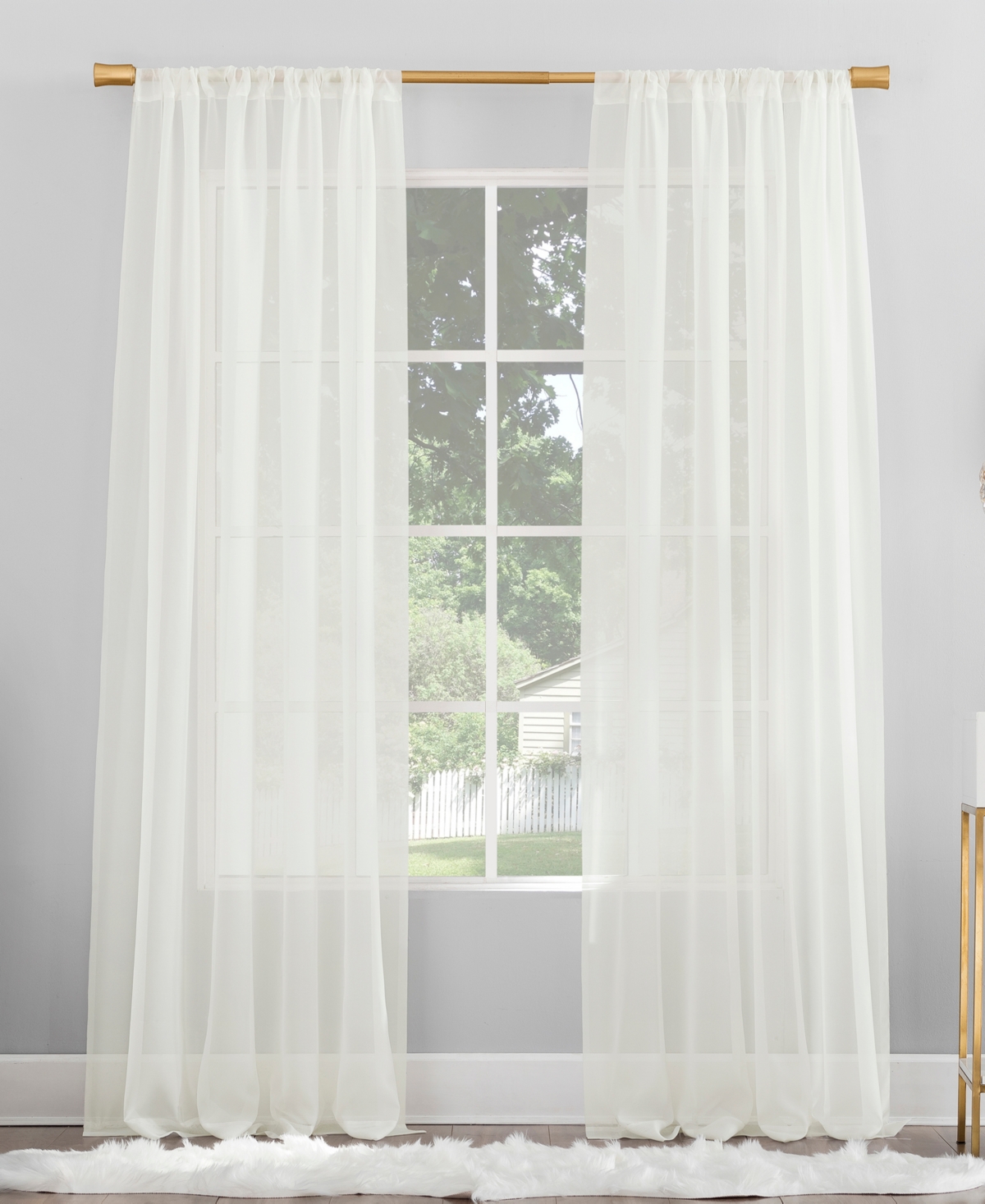 No. 918 Mallory Voile Sheer Rod Pocket Curtain Panel, 95" X 59" In Eggshell
