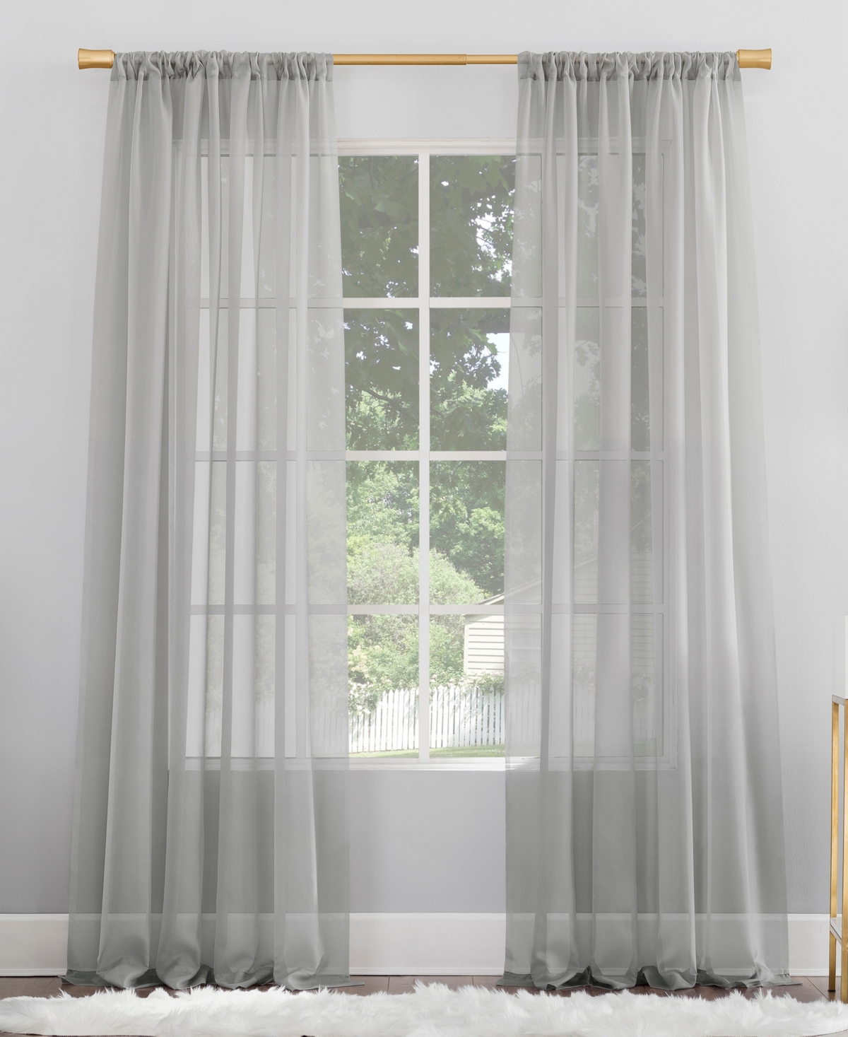 No. 918 Mallory Voile Sheer Rod Pocket Curtain Panel, 95" X 59" In Silver-tone