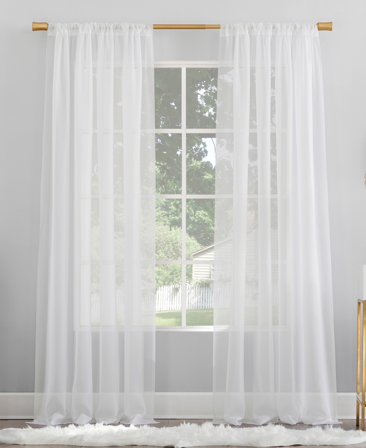 No. 918 Mallory Voile Sheer Rod Pocket Curtain Panel, 95" X 59" In White