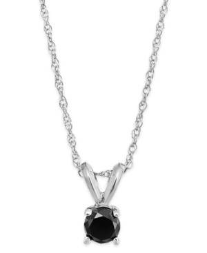 image of Black Diamond Round Pendant Necklace in 10k White Gold (1/6 ct. t.w.)