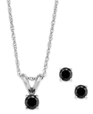 black diamond earrings and necklace