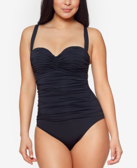 Женские купальники Bleu by Rod Beattie Women's Kore Shirred Bandeau One-Piece Swimsuit