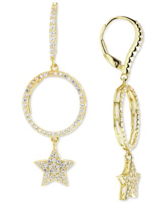 Macy's - Cubic Zirconia Circle Star Drop Earrings in 14k Gold-Plated Sterling Silver