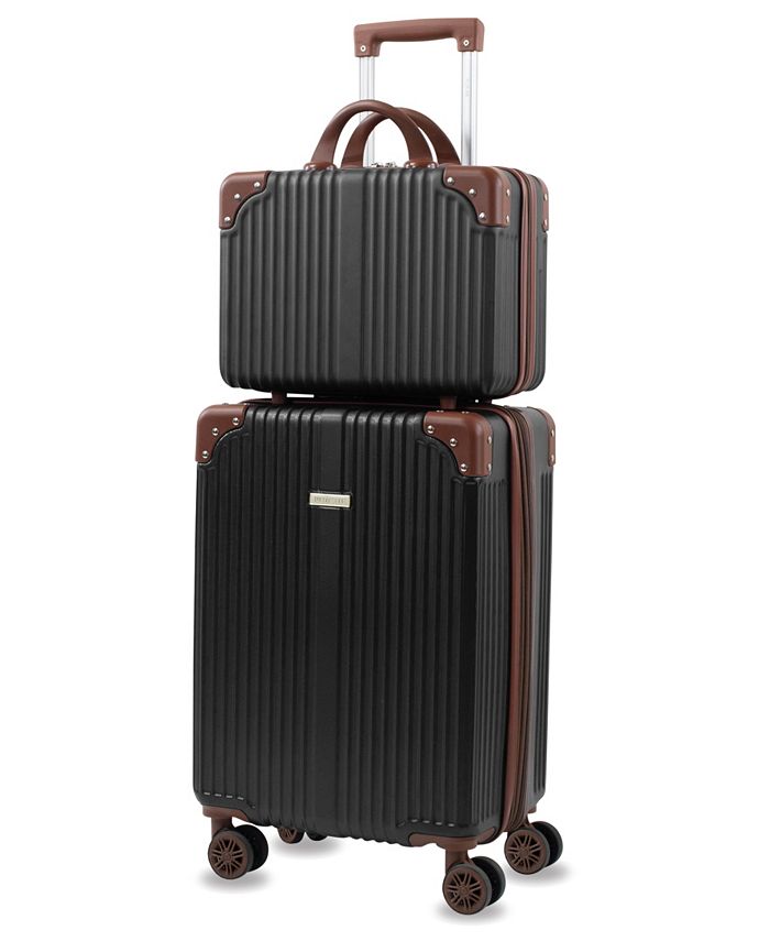 PUICHE Tresor 2-Piece Black Carry-On Weekender Expandable Spinner Luggage Set